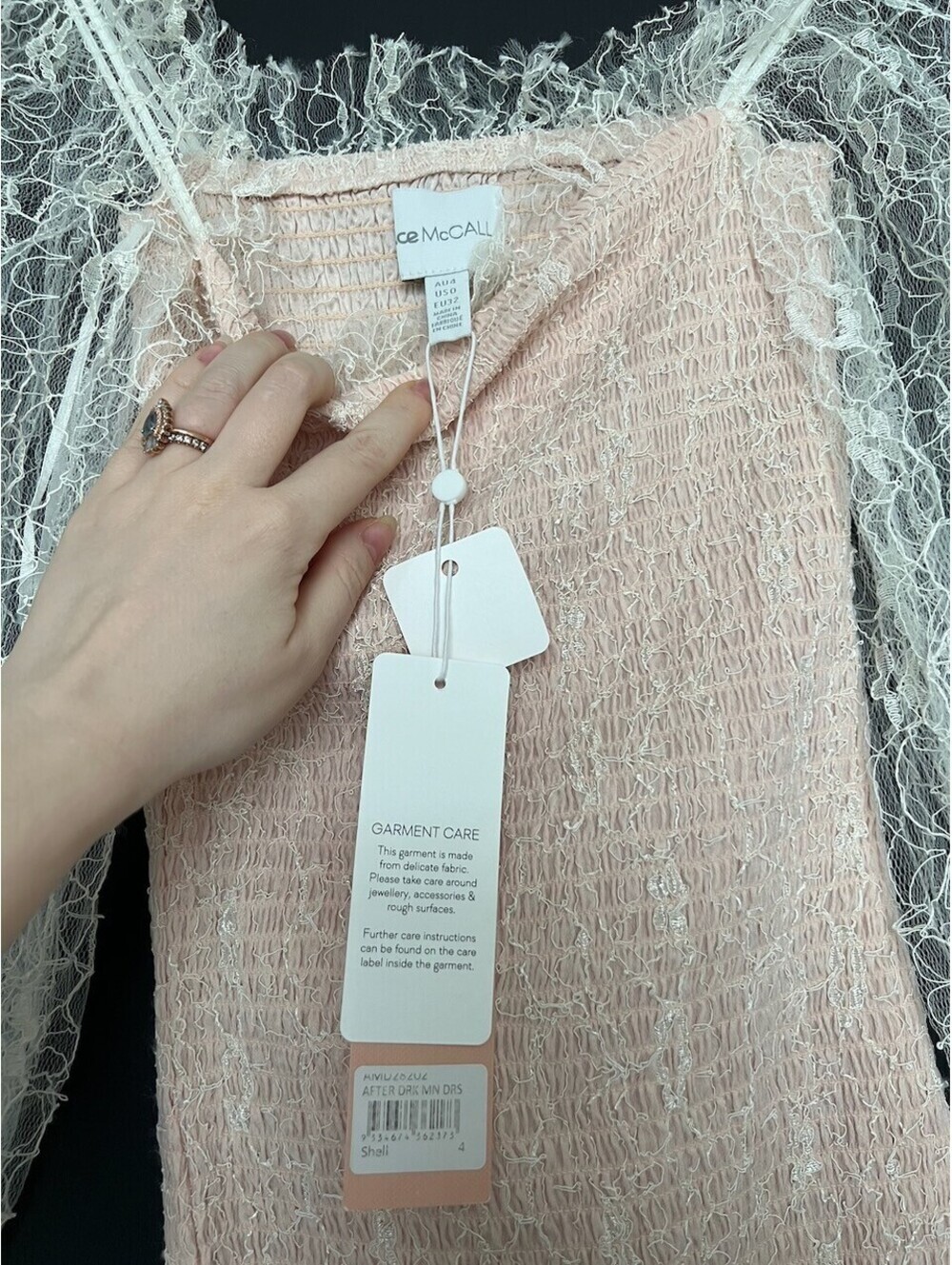 Alice McCALL After Dark Mini Dress with Sheer Lace Sleeves Blush Pink US 0 NWT - Picture 4 of 6